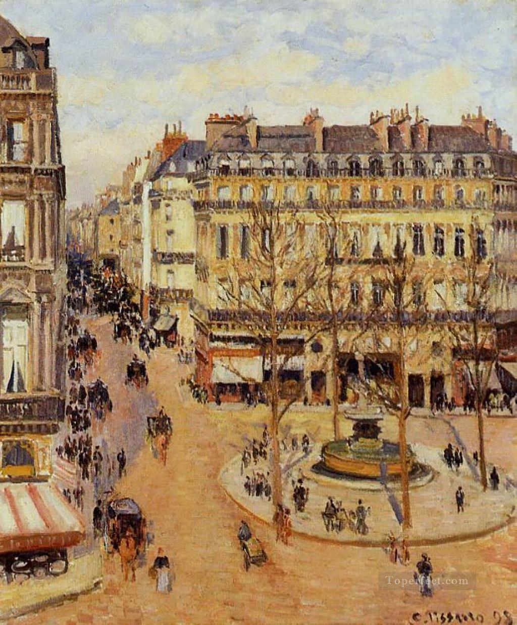 Rue Saint Honore efecto del sol de la mañana Place du Theatre Francais 1898 Camille Pissarro Pintura al óleo